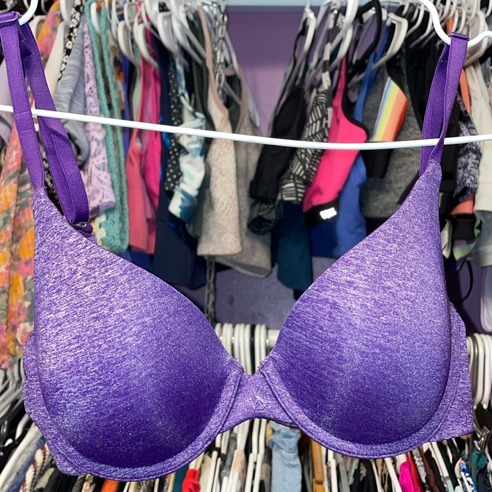 Shimmer Purple - Retro y2k bra VS Victoria Secrets Bra sexy UpLift Semi Demi